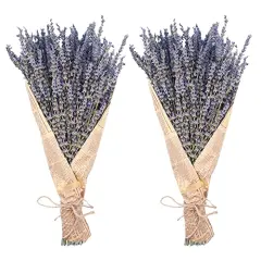 2 Bundles Dried Lavender Bundles, Uieke Natural Dried&nbsp;Lavender&nbsp;Flowers 280-300 Stems 16&ldquo; for Home Weeding Decoration Flower Arrangements Home Fragrance