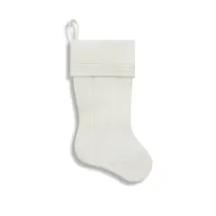 Quilted Velvet Christmas Stocking with Pick-Stitch Detail White Velvet