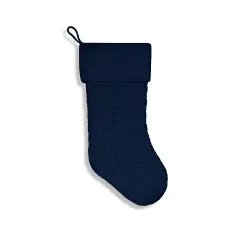 Chunky Checkered Knit Christmas Stockings Navy Blue