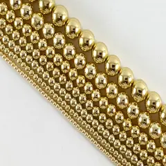 Real 18K Gold Plated Hematite Round Smooth Beads Around 15" 2mm-10mm: 1 strand