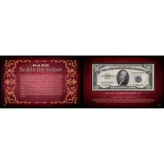 Ten Dollar Silver Certificate 5x8 Portfolio United States Genuine Currency