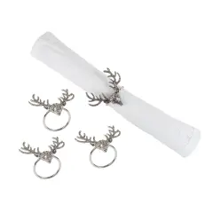 Silver Deer Head Decorative Napkin Ring Set of 4