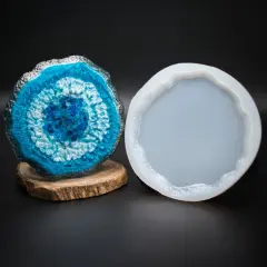 Handmade Round Silicone Coaster Mold with Live Rough Edge
