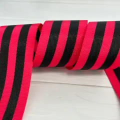 Hot Pink and Black Stripe 1.5&rdquo; Seatbelt Webbing