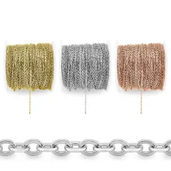 Stainless Steel 2mm Oval Loop Chain 164' Spool 50 meter Gold