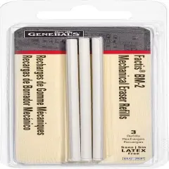 General's Factis Pen Style Mechanical Eraser Refills 3/Pkg