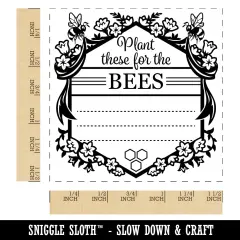 Plant These for the Bees Seed Packet with Flowers Self-Inking Rubber Stamp Ink Stamper Red