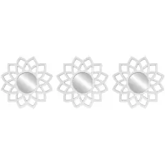 Northlight Set of 3 Arched Floral Matte White Wall Mirrors 9.5"