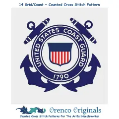 US American Coast Guard Crest Insignia Emblem Counted Cross Stitch Chart Pattern
