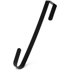 RN'D Over Door Wreath Hook - Thin Metal Overdoor Wreath Holder Seasonal Hanger for Front or Back Door Black