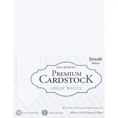 Core'dinations Value Pack Smooth Cardstock 8.5"X11" 50/Pkg-Great White