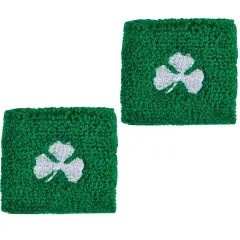 2 St. Patrick's Day Green Irish Shamrock Wrist Bands