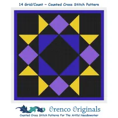 Amish Squares and Star Inspired Amish Quilt Counted Cross Stitch Pattern