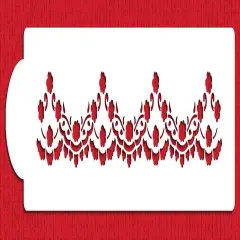 Scallop Cake Stencil Border by Zoe Clark | Cake Decorating Tools | Baking Stencils for Royal Icing, Airbrush, Dusting Powder | Reusable Plastic Food Grade Stencil for Cakes | Easy to Use & Clean Cake Stencil | C972 by Designer Stencils