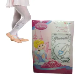 Childs Girls White Disney Princess Sparkle Cinderella Tights Costume Accessory