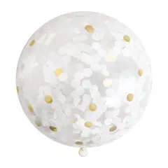 Jumbo Confetti Balloon - White & Gold