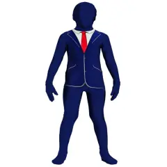 Child Blue Full Body Jumpsuit I'm Invisible Business Suit Costume