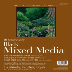 Strathmore 400 Series Mixed Media Pad - Black 9"X12"-15 Sheets