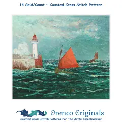 Maxime Maufra Returning Fishing Boats Counted Cross Stitch Chart