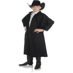 Child's Wild West Cowboy Outlaw Black Duster Coat Costume