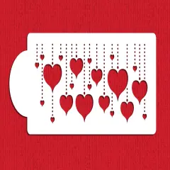 Hanging Hearts Cake Stencil | C930 by Designer Stencils | Cake Decorating Tools | Baking Stencils for Royal Icing, Airbrush, Dusting Powder | Reusable Plastic Food Grade Stencil for Cakes | Easy to Use & Clean Cake Stencil