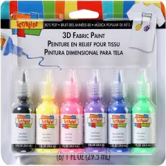 Scribbles 3D Fabric Paints 1oz 6/Pkg-80s Pop