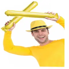 2 Cheerleader Team School Spirit Rally Yellow Inflatable Colored Spirit Sticks