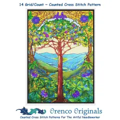 The Tree of Life inspired by Louis Comfort Tiffany Counted Cross Stitch Pattern