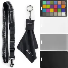 Pixiss Camera Color Correction White Balance Card, 4 In 1 Color Correction Card Set