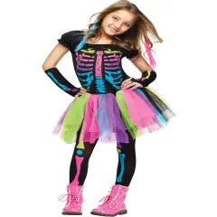 Funky Punk Skeleton Girl's Costume