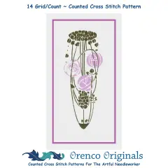 Art Nouveau Charles Mackintosh Lavender Rose Counted Cross Stitch Chart Pattern
