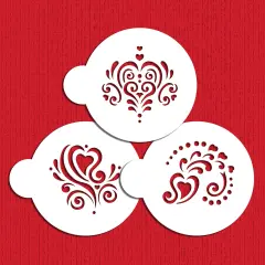 Mini Amore Cookie & Cupcake Stencil Set | C880 by Designer Stencils | Cookie Decorating Tools | Baking Stencils for Royal Icing, Airbrush, Dusting Powder | Reusable Plastic Food Grade Stencil for Cookies | Easy to Use & Clean Cookie Stencil