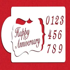 Happy Anniversary Plaque Cake Stencil | C892 by Designer Stencils | Stencils for Royal Icing, Airbrush, Dusting Powder |