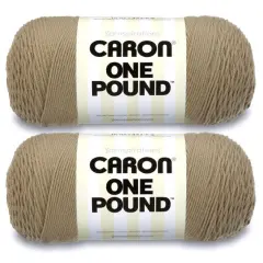 Caron One Pound Taupe Yarn - 2 Pack of 454g/16oz - Acrylic - 4 Medium (Worsted) - 812 Yards - Knitting/Crochet