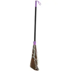 Straight Witch Broom With Silver Tinsel Costume Accessory