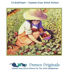 A Girl Picking Strawberries Jessie Willcox Smith Counted Cross Stitch Pattern