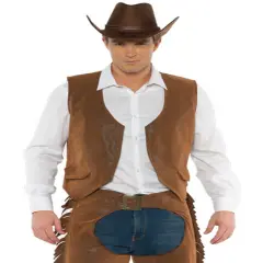 Men's Wild West Sheriff Cowboy Brown Costume Vest
