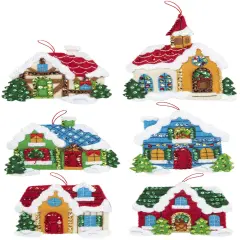 Bucilla Felt Ornaments Applique Kit Set Of 6-Christmas Village