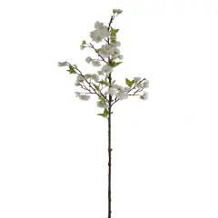 41" White Silk Cherry Blossom Spray | Lifelike Artificial Flower for Home & Event Decor