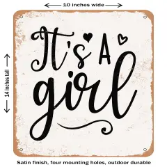 DECORATIVE METAL SIGN - Its a Girl - 2- Vintage Rusty Look