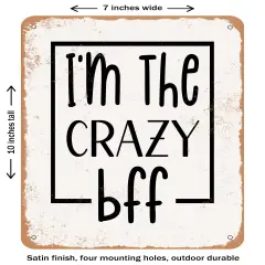 DECORATIVE METAL SIGN - I'm the Crazy Bff- Vintage Rusty Look
