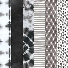 Black Colorways Pattern 12 x 12 Scrapbook Paper Set