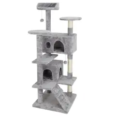 53" Cat Tree Activity Tower Pet Furniture Sisal-Covered Scratch Post Play Relax