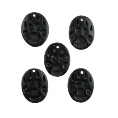 John Bead 1.25" Paw Natural Bone Pendants Dark Grey
