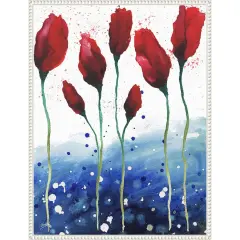 Patriotic Floral I by Elizabeth Medley 23-in. W x 30-in. H. Canvas Wall Art Print Framed in White