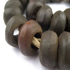 The Bead Chest Brown Bone Beads - Full Strand of Fair Trade African Beads (Ring, Brown)