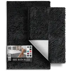 Hearth & Harbor Chenille Bath Mat Black