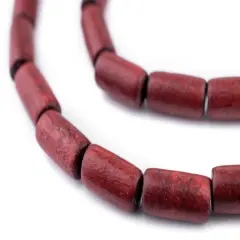 The Bead Chest Cherry Red Tube Natural Wood Beads (15x8mm): Organic Eco-Friendly Wooden Bead Strand for DIY Jewelry, Crafts, Necklace and Bracelet Making