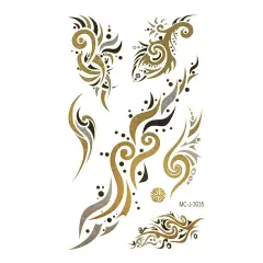 Wrapables Small Metallic Gold and Silver Temporary Tattoo Stickers, Trendy