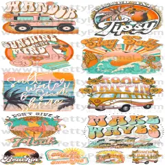 DESIGN #26- Retro Make Waves DTF Gang Sheet 22"x48" (Fabric Transfers)